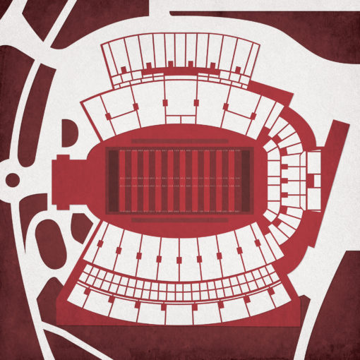 Davis Wade Stadium at Scott Field Map Art by City Prints