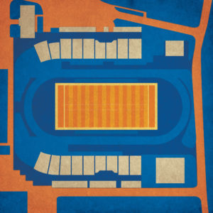 Hughes Stadium Map Art by City Prints