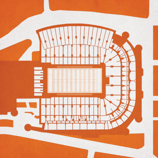 Darrell K Royal - Texas Memorial Stadium Map Art by City Prints