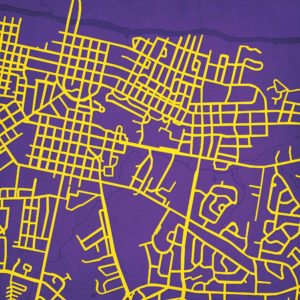 East Carolina University Campus Map Art by City Prints