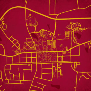 Elon University Campus Map Art by City Prints