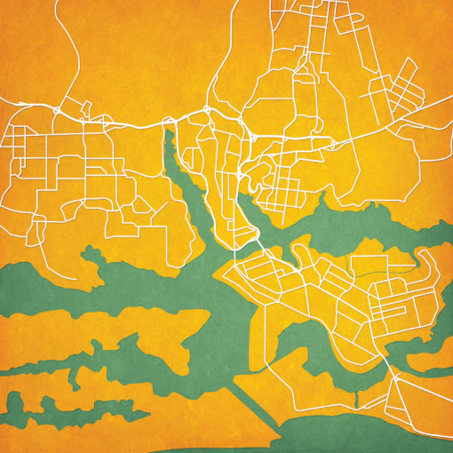 Abidjan, Cote d'Ivoire Map Art by City Prints