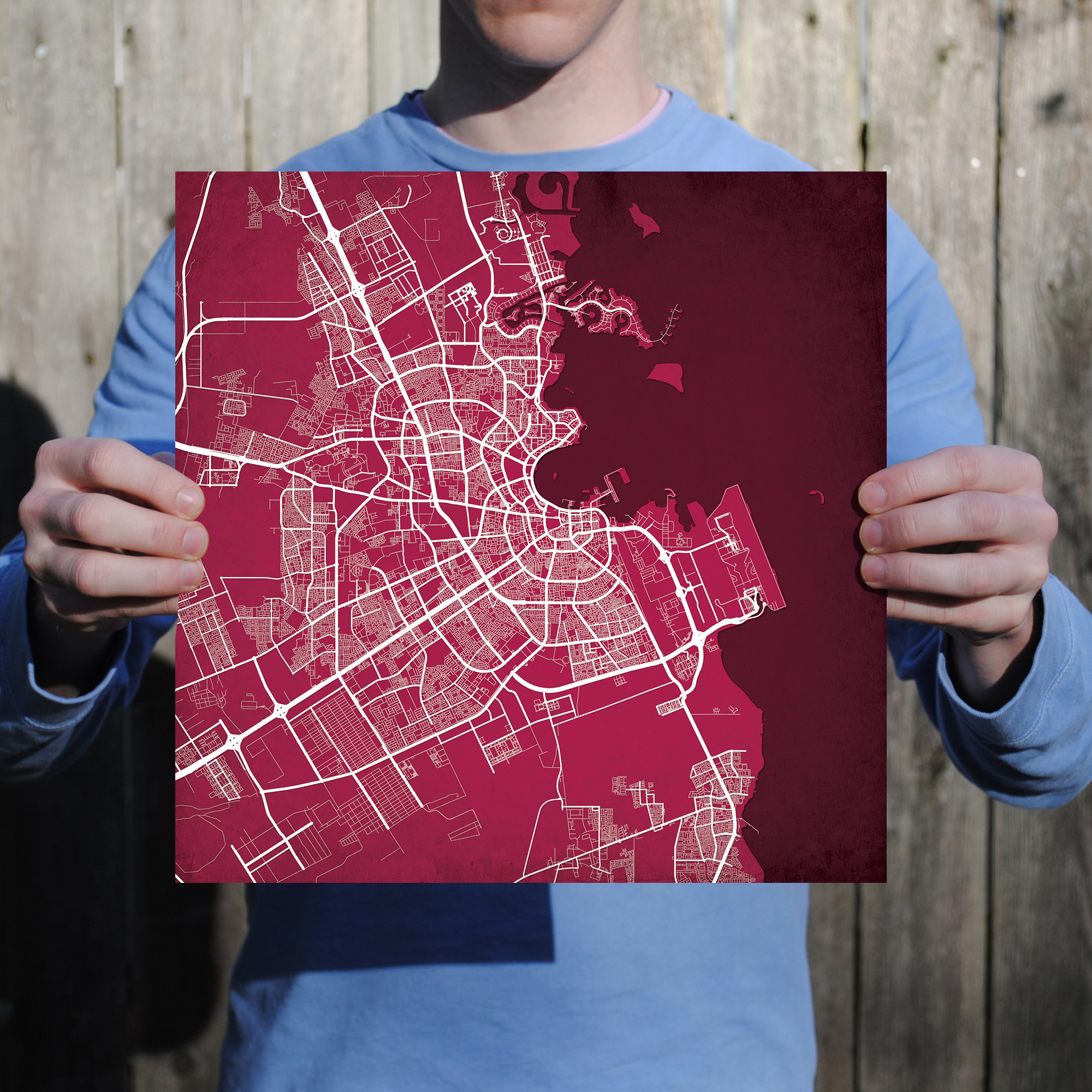 Doha, Qatar Map Art by City Prints - The Map Shop