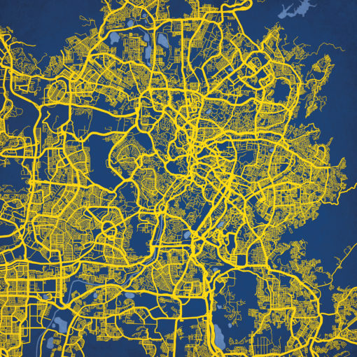 Kuala Lumper, Malaysia Map Art by City Prints