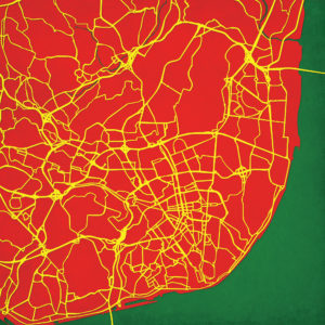 Lisbon, Portugal Map Art by City Prints