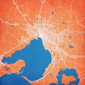 Melbourne, Australia Map Art by City Prints