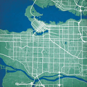 Vancouver, Canada Map Art by City Prints