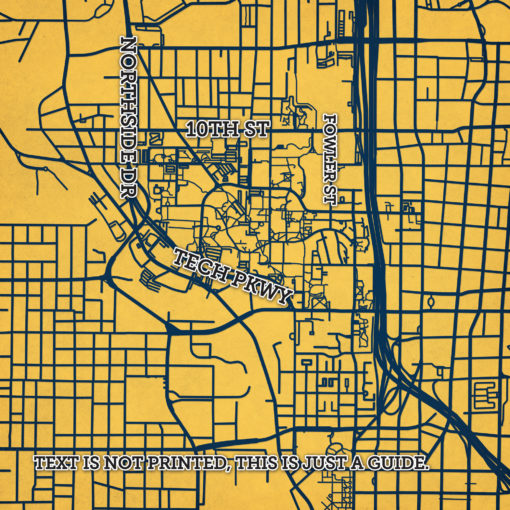 Georgia Institute of Technology Campus Map Art by City Prints - Image 2