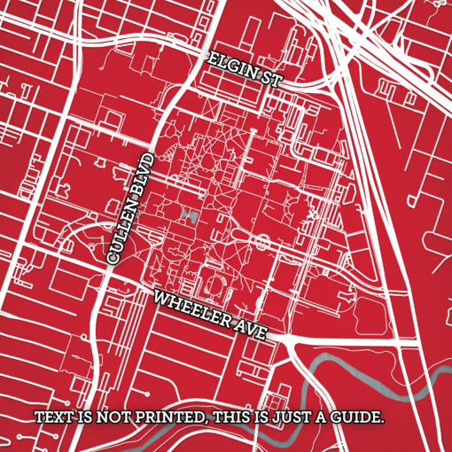 University of Houston Campus Map Art by City Prints - Image 2