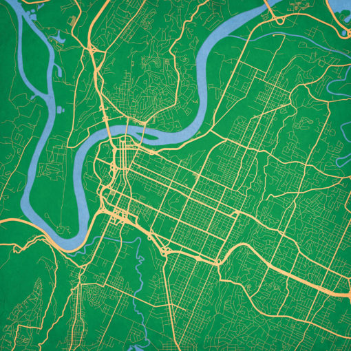 Chattanooga, Tennessee Map Art by City Prints