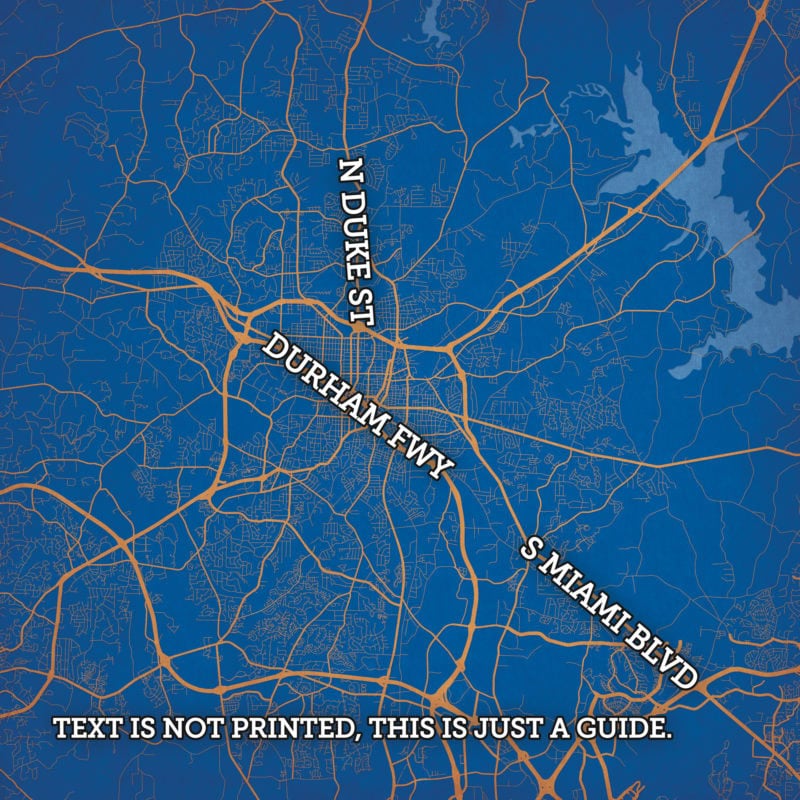 Durham, North Carolina Map Art by City Prints - The Map Shop