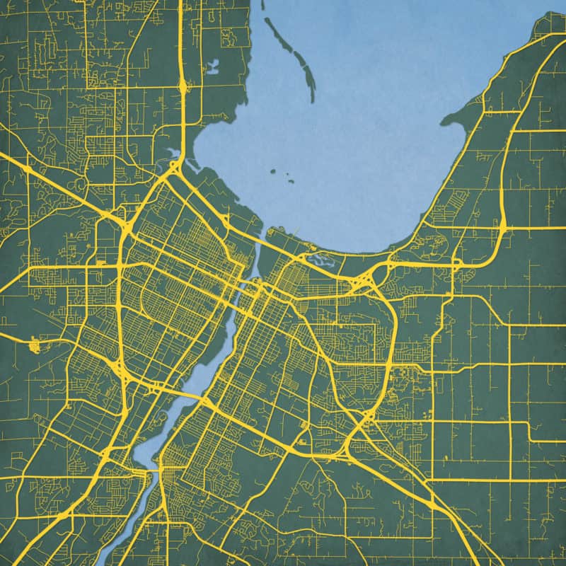 Green Bay, Wisconsin Map Art by City Prints The Map Shop
