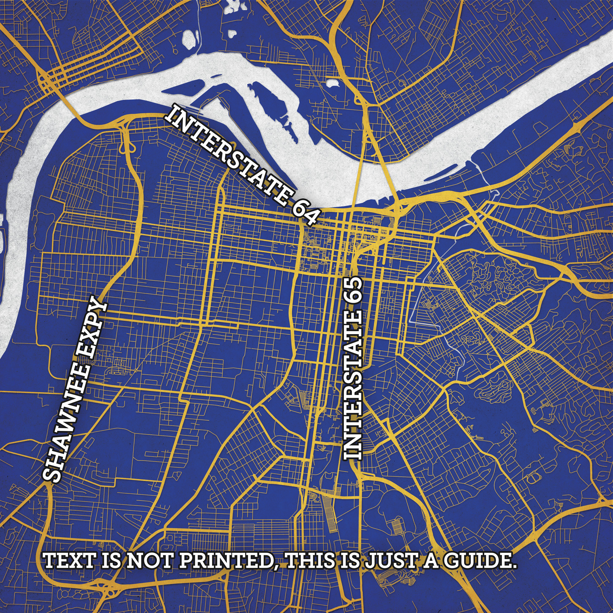 Louisville, Kentucky Map Art by City Prints - The Map Shop