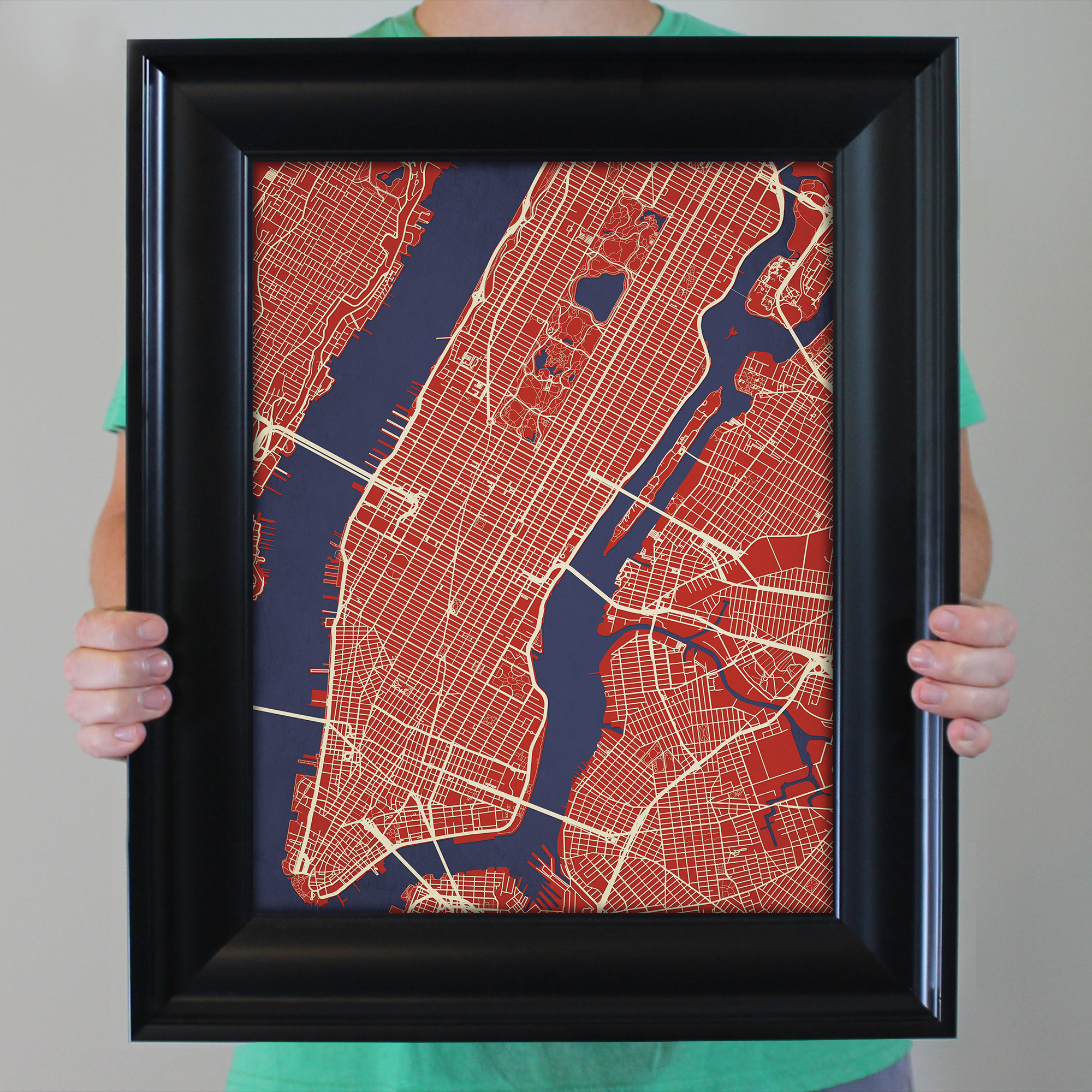 Framed New York City Map Dyptich, Wall Art