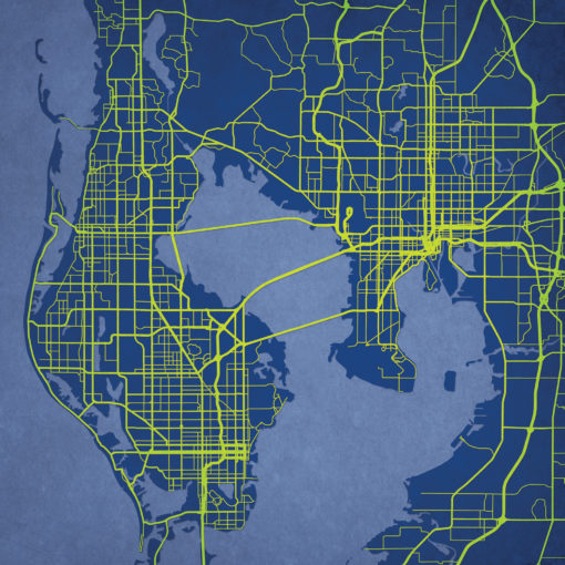 Tampa Bay, Florida Map Art by City Prints