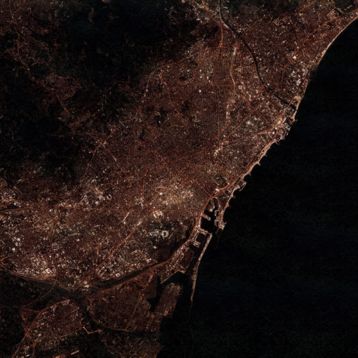 Barcelona, Spain at Night by City Prints