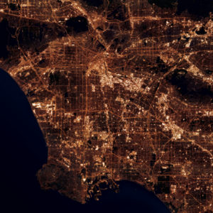 Los Angeles, California at Night by City Prints