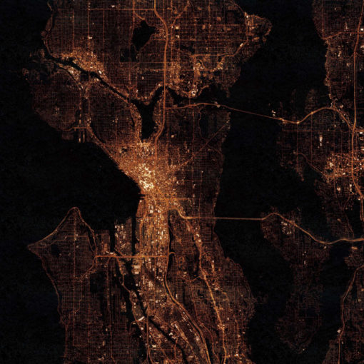 Seattle, Washington at Night by City Prints