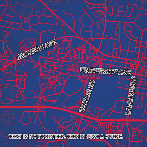 University of Mississippi Campus Map Art by City Prints - Image 2