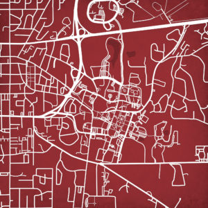 Mississippi State University Campus Map Art by City Prints