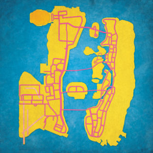 Grand Theft Auto, Vice City Map Art by City Prints