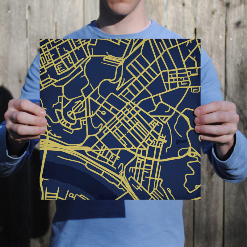 University of Pittsburgh Campus Map Art by City Prints The Map Shop