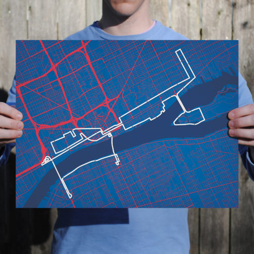 Detroit Free Press Marathon Course Map Art by City Prints - Image 2