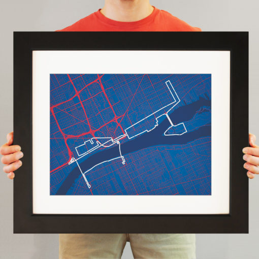 Detroit Free Press Marathon Course Map Art by City Prints - Image 3