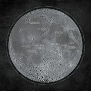 Lunar Landing Mission Map Art by City Prints
