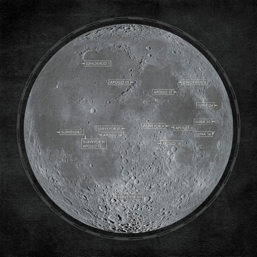 Lunar Landing Mission Map Art by City Prints