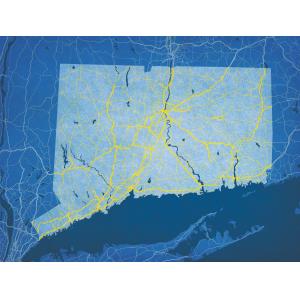 Connecticut Map Art by City Prints