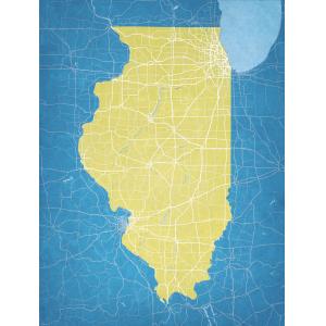 Illinois Map Art by City Prints