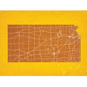Kansas Map Art by City Prints