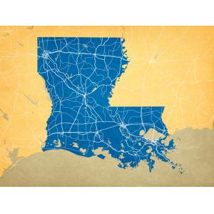 Louisiana Map Art by City Prints