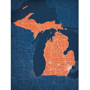 Michigan Map Art by City Prints