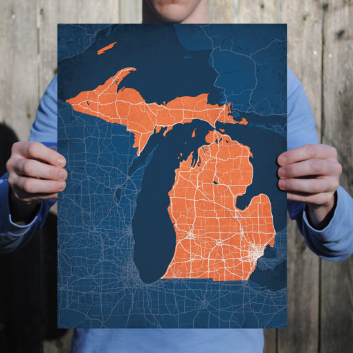 Michigan Map Art by City Prints - Image 2