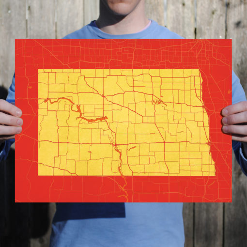 North Dakota Map Art by City Prints - Image 2