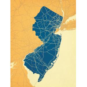 New Jersey Map Art by City Prints
