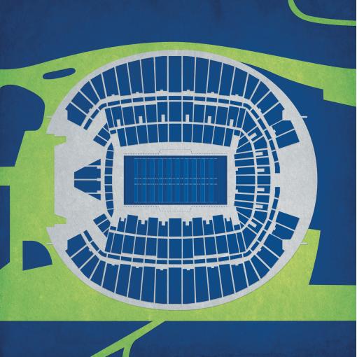CenturyLink Field Map Art by City Prints