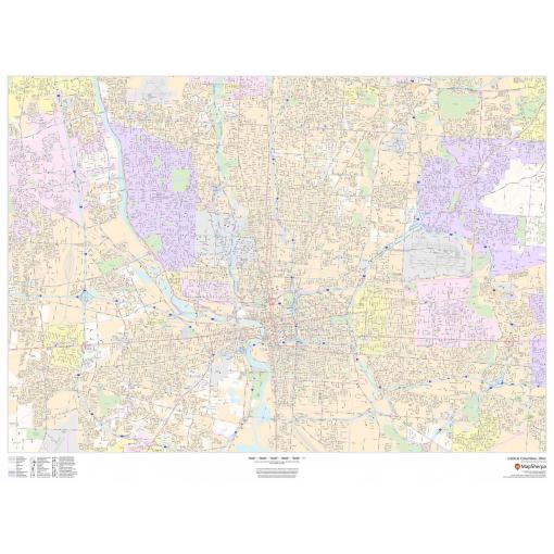 Detailed street map of Central Columbus, Ohio with city neighborhoods, roads, parks, and landmarks. Perfect for navigation, travel planning, and exploring Columbus city areas.