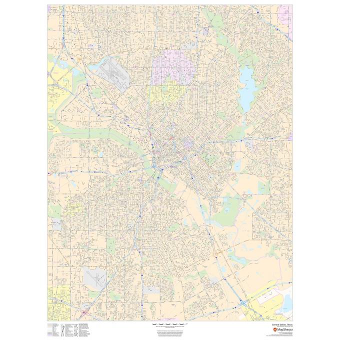Dallas city map, detailed street layout, parks, lakes, and transportation routes. Perfect for navigation, travel planning, and geographic insights about Dallas, Texas.