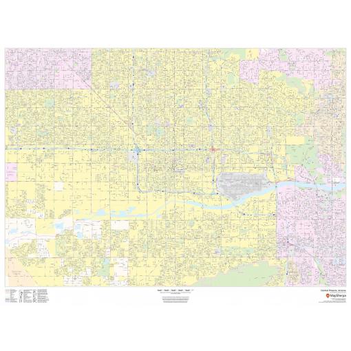Detailed street map of Central Phoenix, Arizona, from The Map Shop, showing neighborhoods, highways, parks, and landmarks for accurate navigation and travel planning.