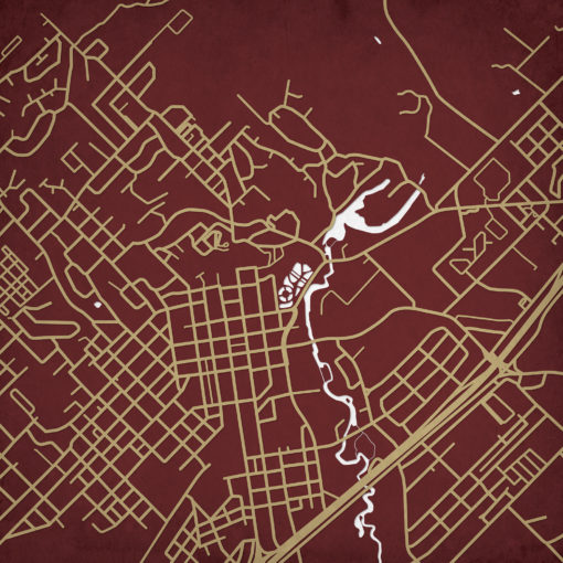 Texas State Univesity, San Marcos Campus Map Art by City Prints