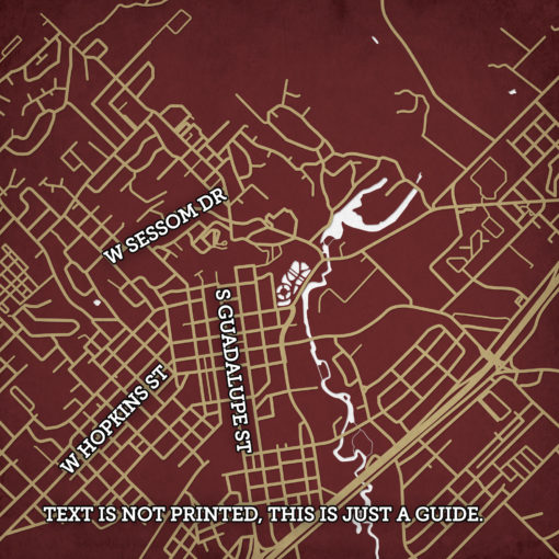 Texas State Univesity, San Marcos Campus Map Art by City Prints - Image 2