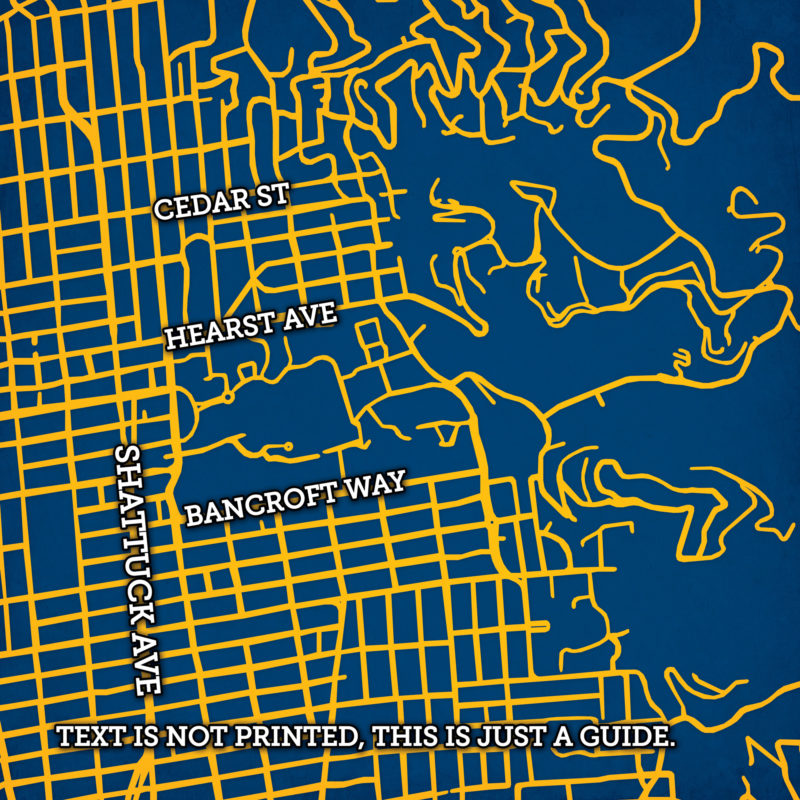 University of California, Berkeley Campus Map Art by City Prints - The Map Shop