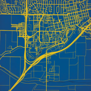 University of California, Davis Campus Map Art by City Prints