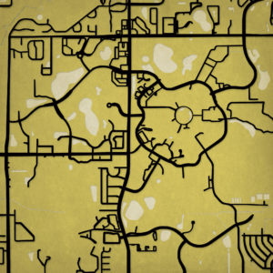 University of Central Florida Campus Map Art by City Prints