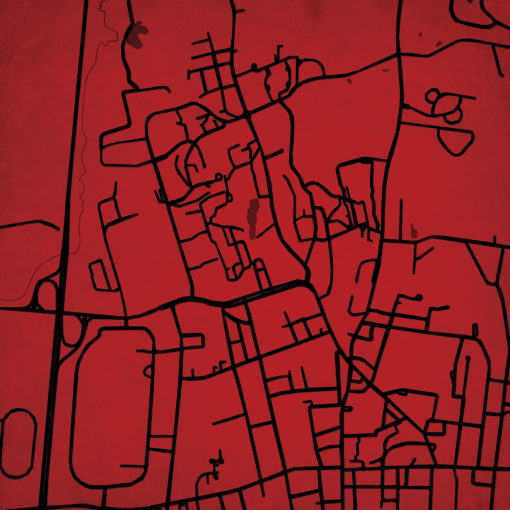 University of Massachusetts, Amherst Campus Map Art by City Prints