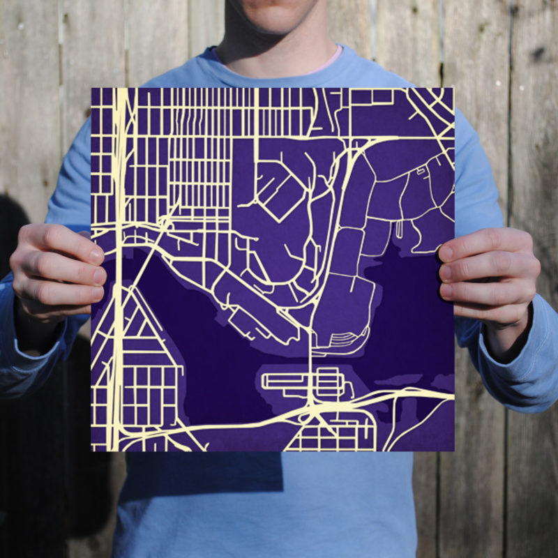 University of Washington Campus Map Art by City Prints - The Map Shop