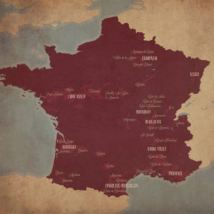 France Wine Region Map Art by City Prints